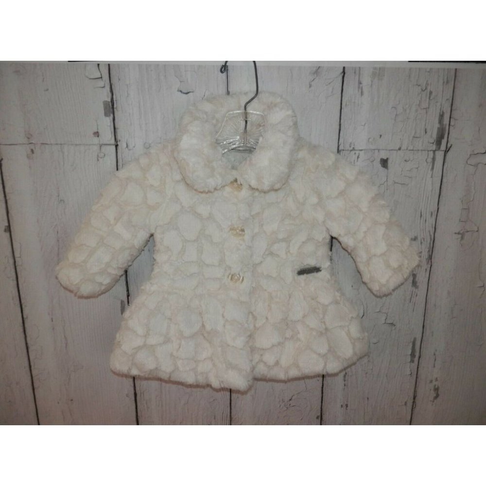 Calvin Klein Jeans Girls 12 months Ivory Faux Fur Lined Soft Coat Jacket 2905